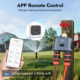 Brass inlet connection on Insoma timer ensures durable outdoor reliability.