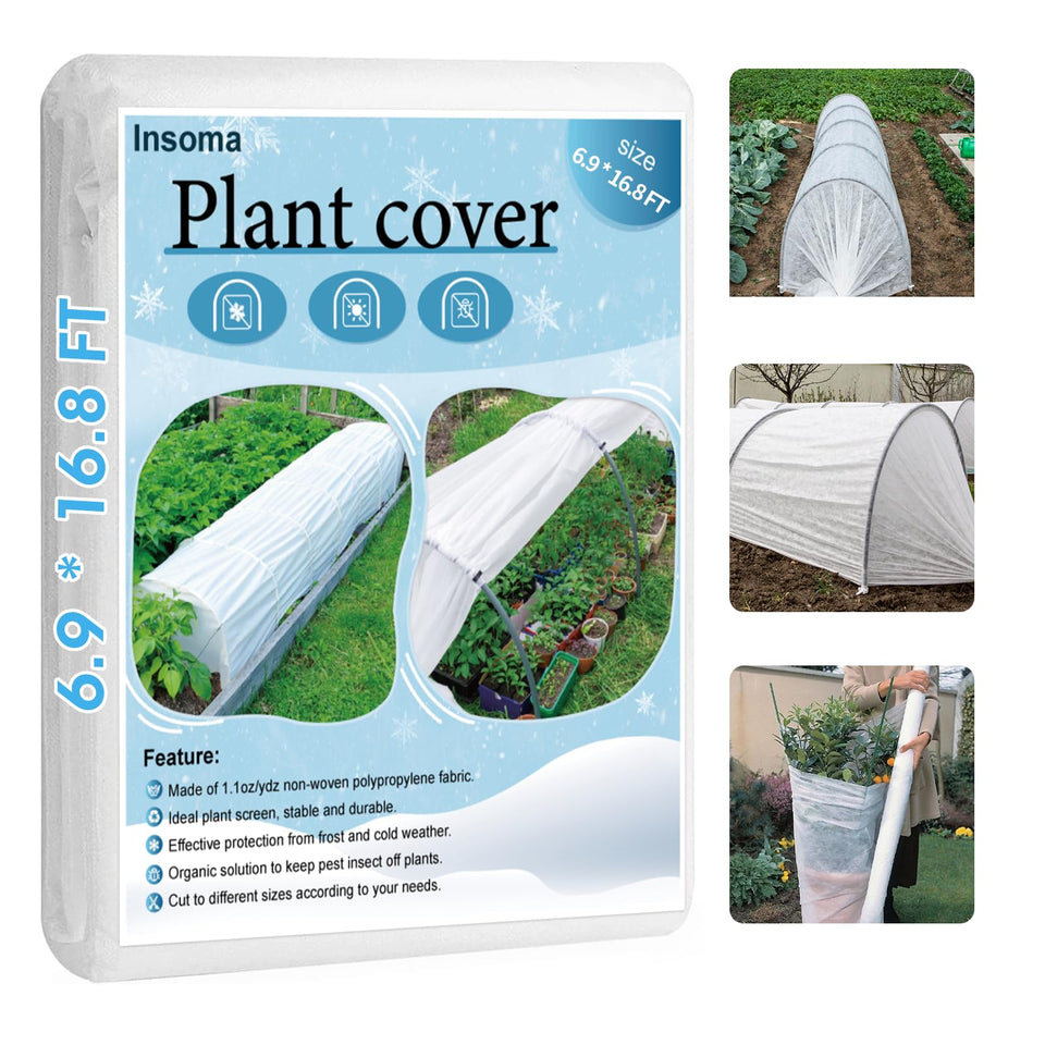 Insoma floating row cover shielding crops from frost while letting light through