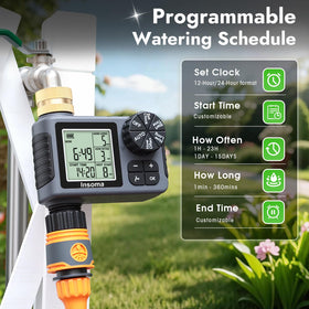 Insoma sprinkler timer large LCD display offers easy readouts during setup.