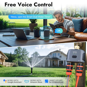 Two independent outlets on Insoma timer enable zone-specific watering.