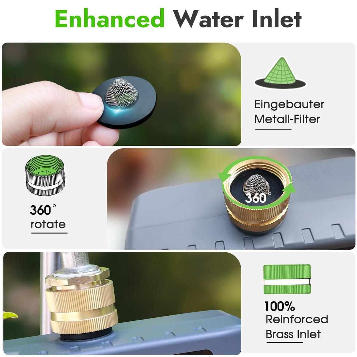 Insoma water timer with brass inlet, large control panel for easy monitoring.