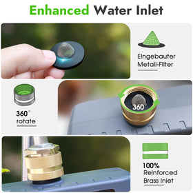 Insoma water timer with brass inlet, large control panel for easy monitoring.