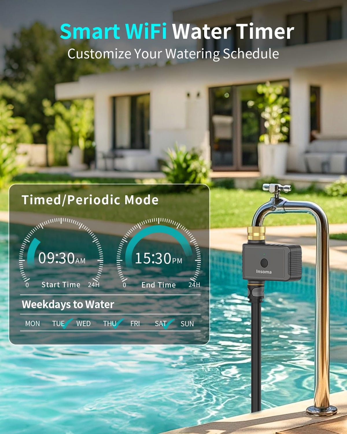 Insoma WiFi Water Timer with Bluetooth control for offline programming