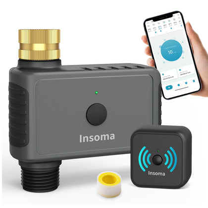 Insoma WiFi Water Timer with brass inlet showing durable connection and leak resistance