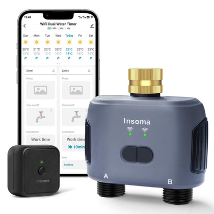 Insoma WiFi water timer hub for remote garden irrigation control.