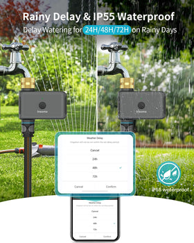Insoma WiFi Water Timer rain delay and manual watering features in use