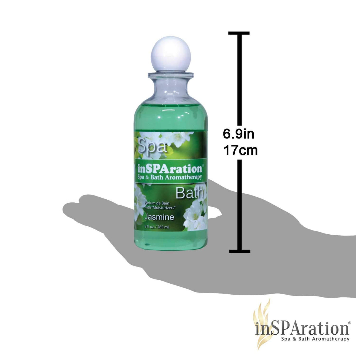 Inspiration Spa Liquid pour shot showing a clear, water soluble formula with no oily residue