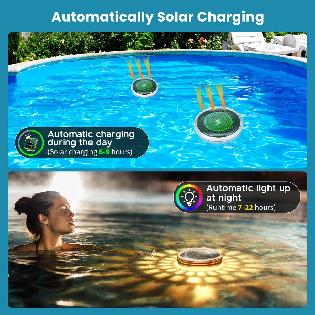 INTERESTIME pool light shows vibrant 12-color modes for immersive night swims.