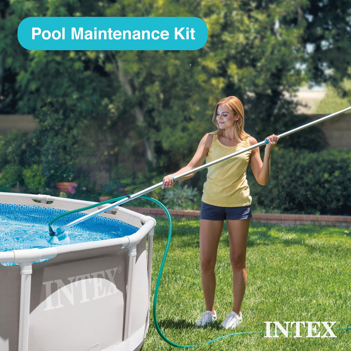 Intex 28002E surface skimmer with durable mesh net for surface cleansing