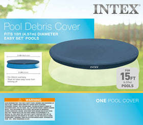 Intex 28023E rope tie secures cover around rim for windy days.