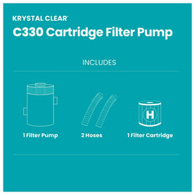 Intex C330 filter cartridge shown for clear debris-free pool water filtration