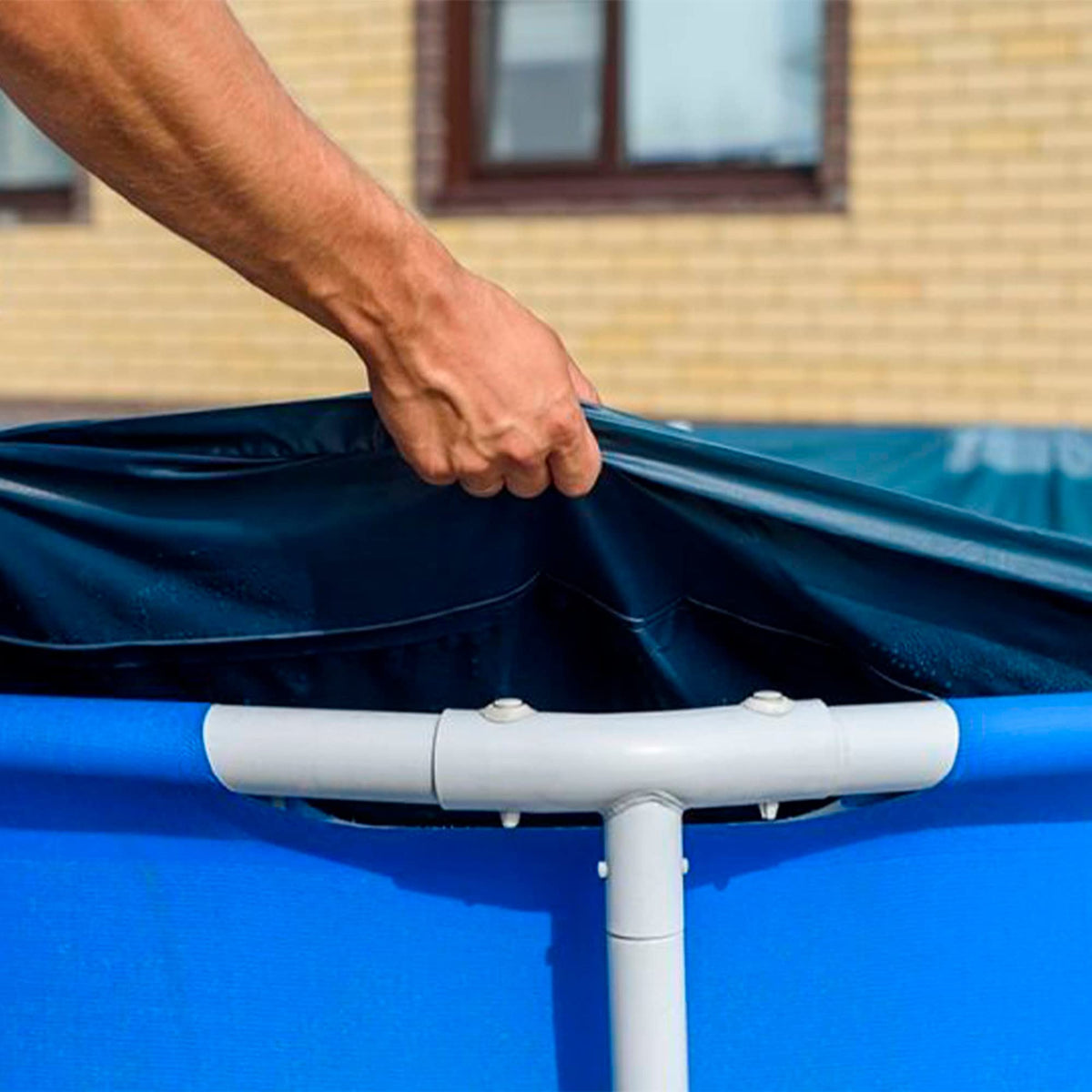 Intex Debris/Weather Cover drainage holes prevent water pooling after rain
