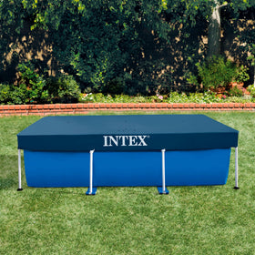 Intex Debris/Weather Cover with rope ties stays secure on windy days