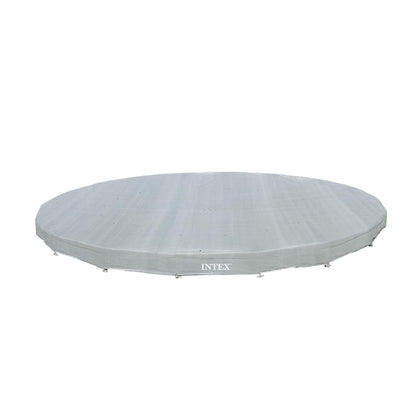 Intex Deluxe pool cover for 18ft round Ultra XTR pool with overhang protects from debris.