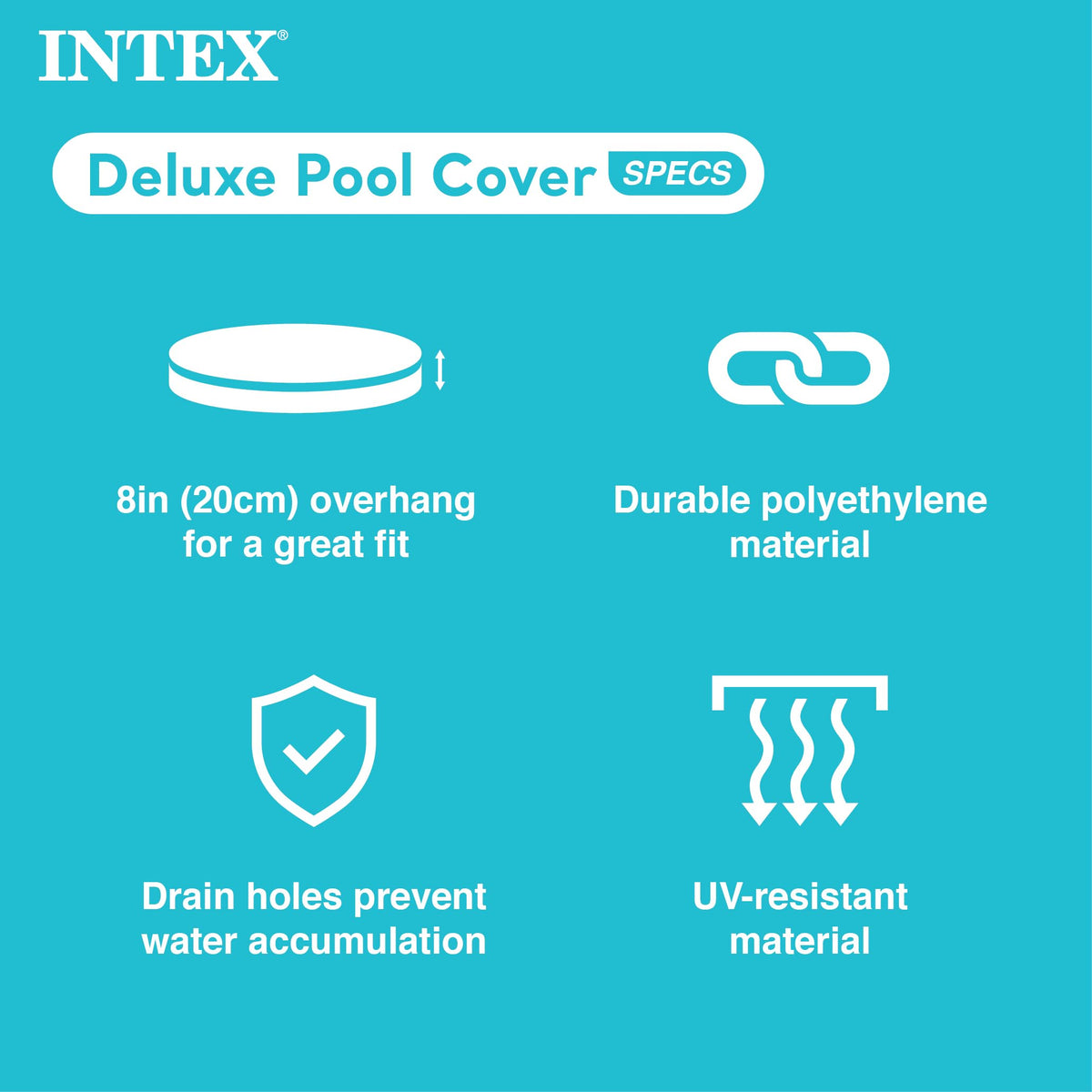 Intex Deluxe pool cover close-up of UV-resistant material protecting the surface.