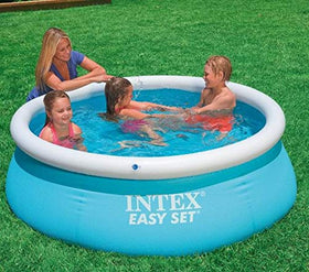 Intex Easy Set pool holds about 232 gallons for family use