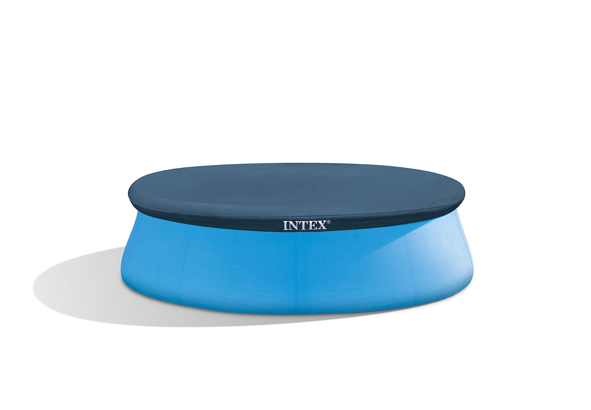 Intex Easy Set Pool Cover 8 ft drain holes prevent pooling on top.
