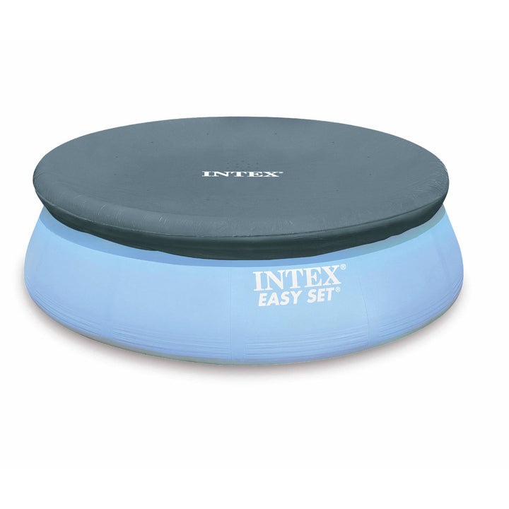 Intex Easy Set Pool Cover 8 ft front view protects water from debris.