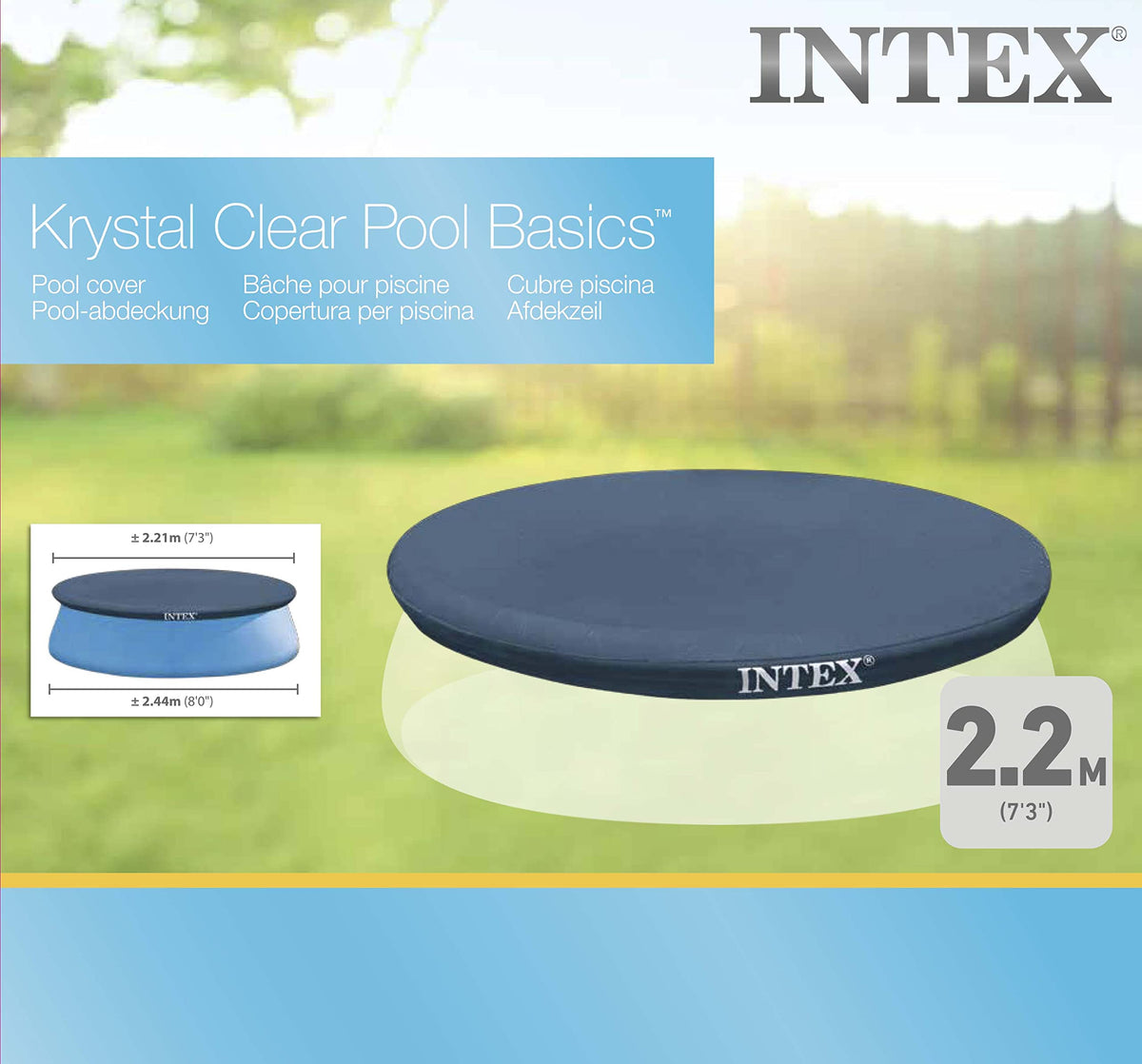 Intex Easy Set Pool Cover 8 ft rope tie secures the cover.