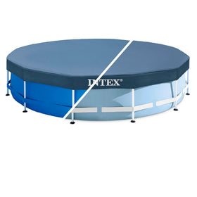 Intex frame set pool cover brand label visible for trusted pool protection