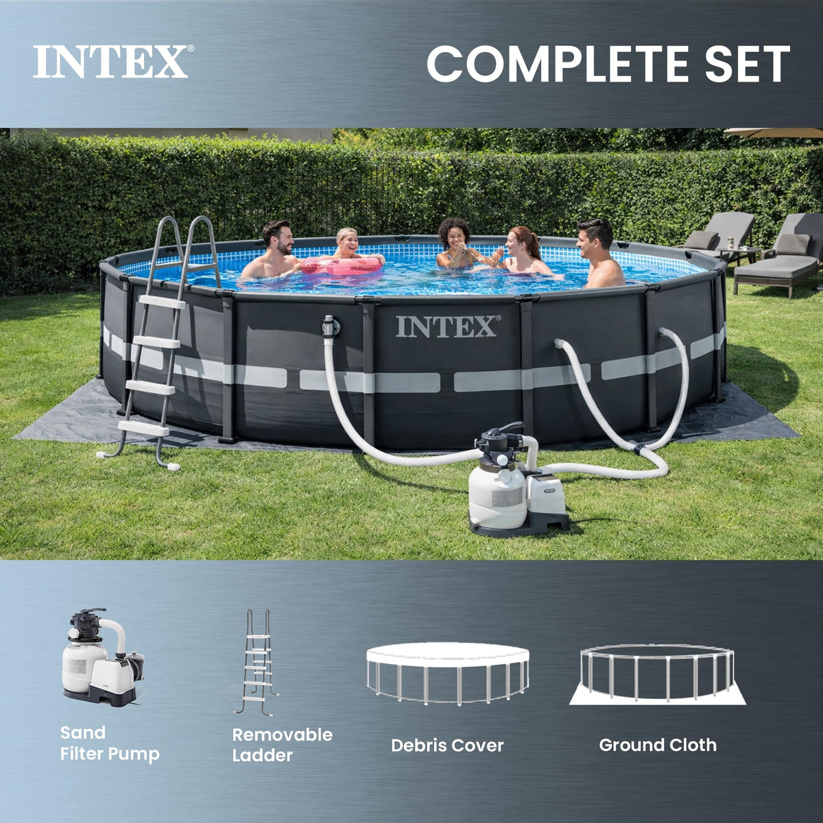 Intex Krystal Clear sand filter pump delivering 1500 GPH