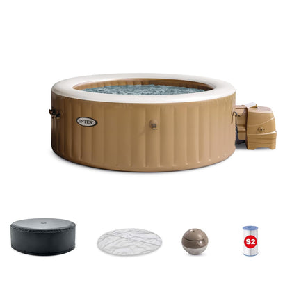 INTEX PureSpa outer view showing four-person layout and bubble jets for relaxation