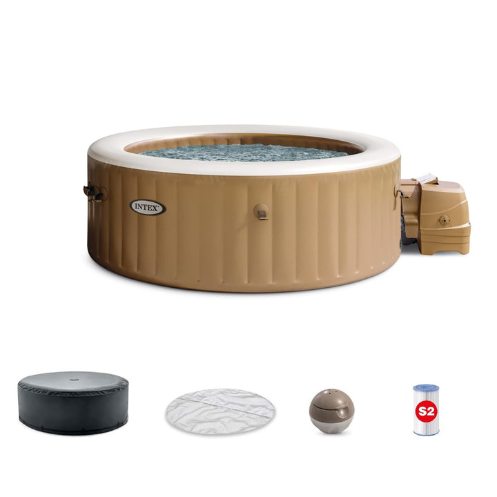 INTEX PureSpa outer view showing four-person layout and bubble jets for relaxation