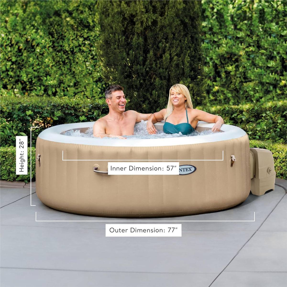 INTEX PureSpa inner and outer dimensions show spacious comfort