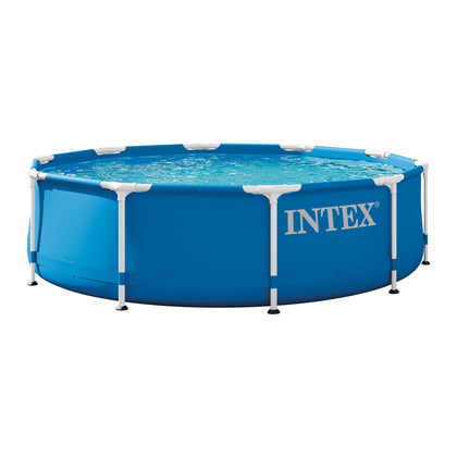 Intex 28200EH round pool exterior shot for backyard cooling and family fun.
