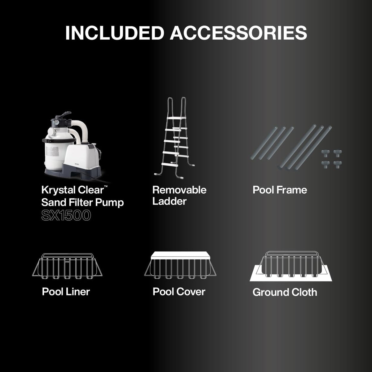 Intex rust-resistant powder-coated frame and UV protection for durability.