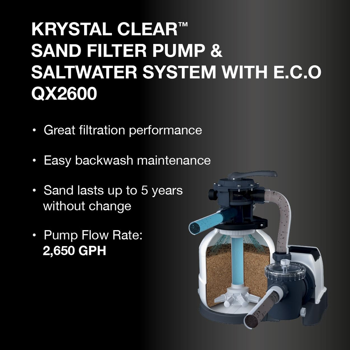 Intex Saltwater System ready option offers gentle, low-maintenance water.