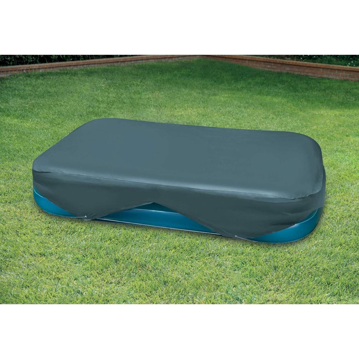 Intex Swim Center pool cover shields pool between uses from dirt