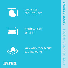 Intex Ultra Lounge chair in velvety material inviting long, comfy seating sessions.