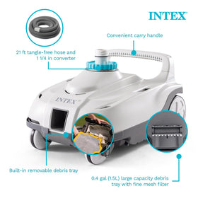 Intex ZX100 cleaning path across pool floor ensures steady debris pickup