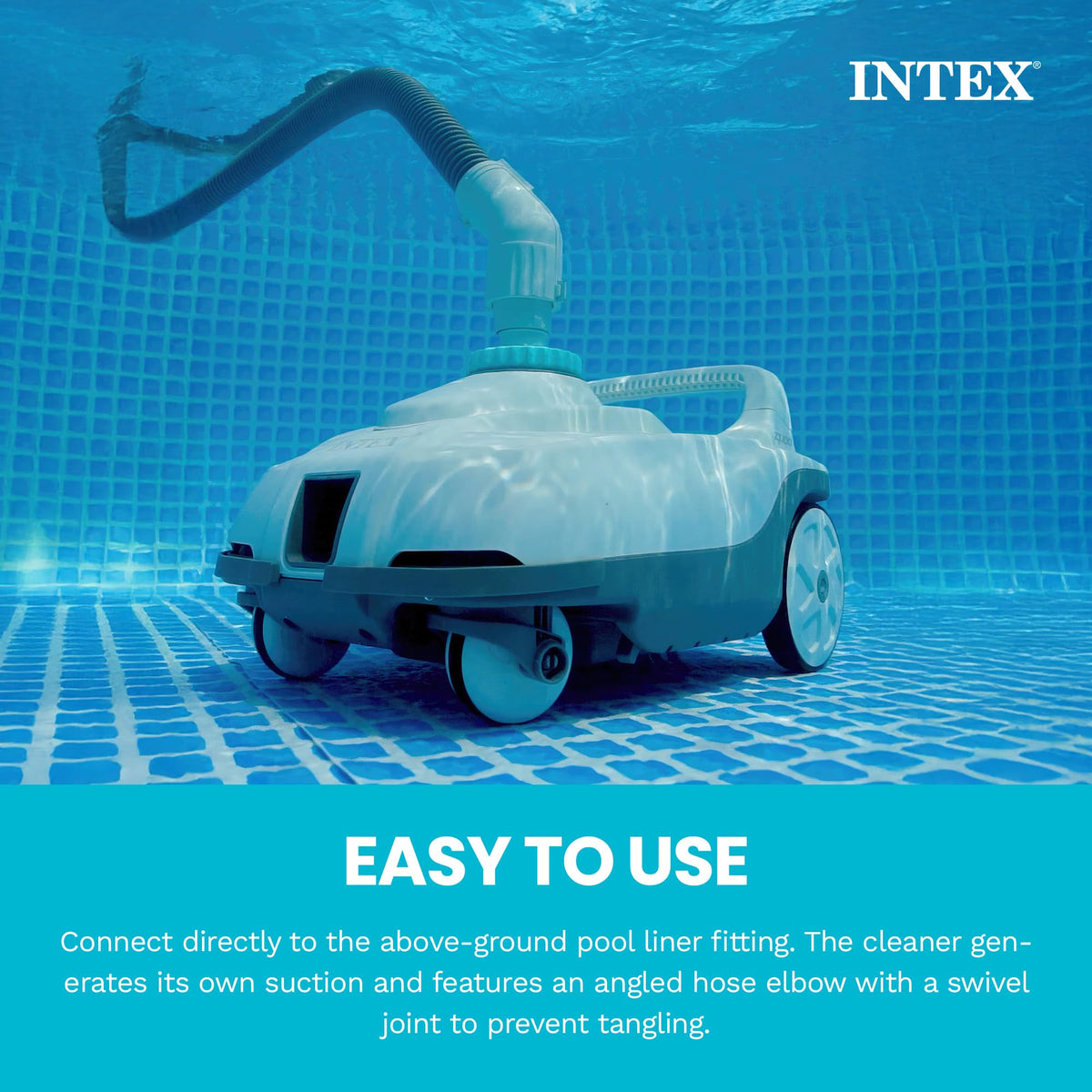 Intex ZX100 inlet connection fits standard pool fittings for efficient suction