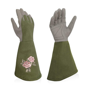 Intra-FIT rose pruning gloves with embroidery cuffs protecting hands during rose care