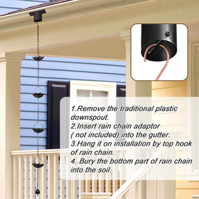 Invech outdoor rain chain enhances gardens, terraces, and courtyards as an outdoor feature.