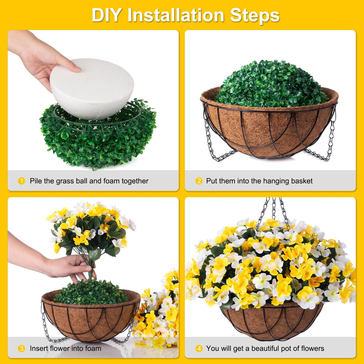INXUGAO coconut lining flowerpot paired with graceful blooms for refined outdoor display.