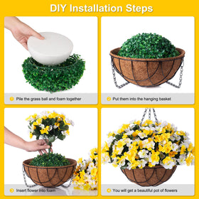 INXUGAO coconut lining flowerpot paired with graceful blooms for refined outdoor display.