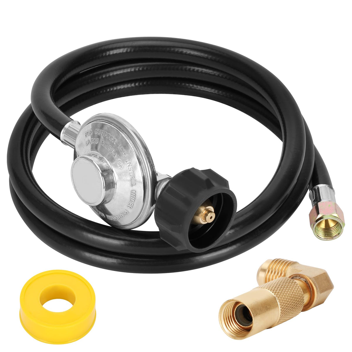 Iococee 5ft propane regulator hose for Blackstone grills showing steady fuel flow.