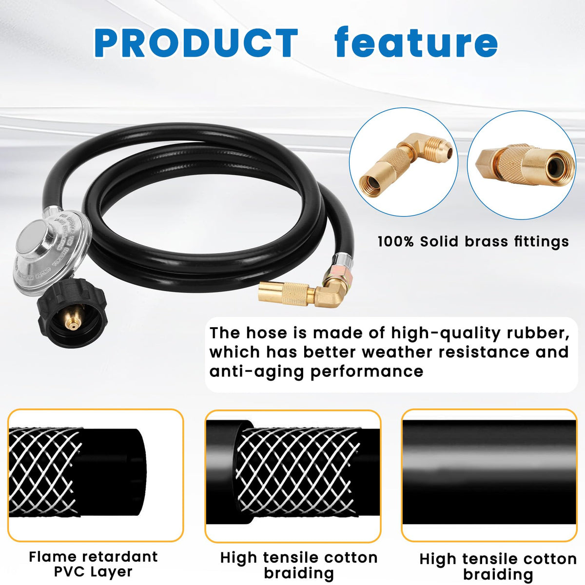 Iococee 90-degree brass elbow adaptor for neat hose routing outdoors.