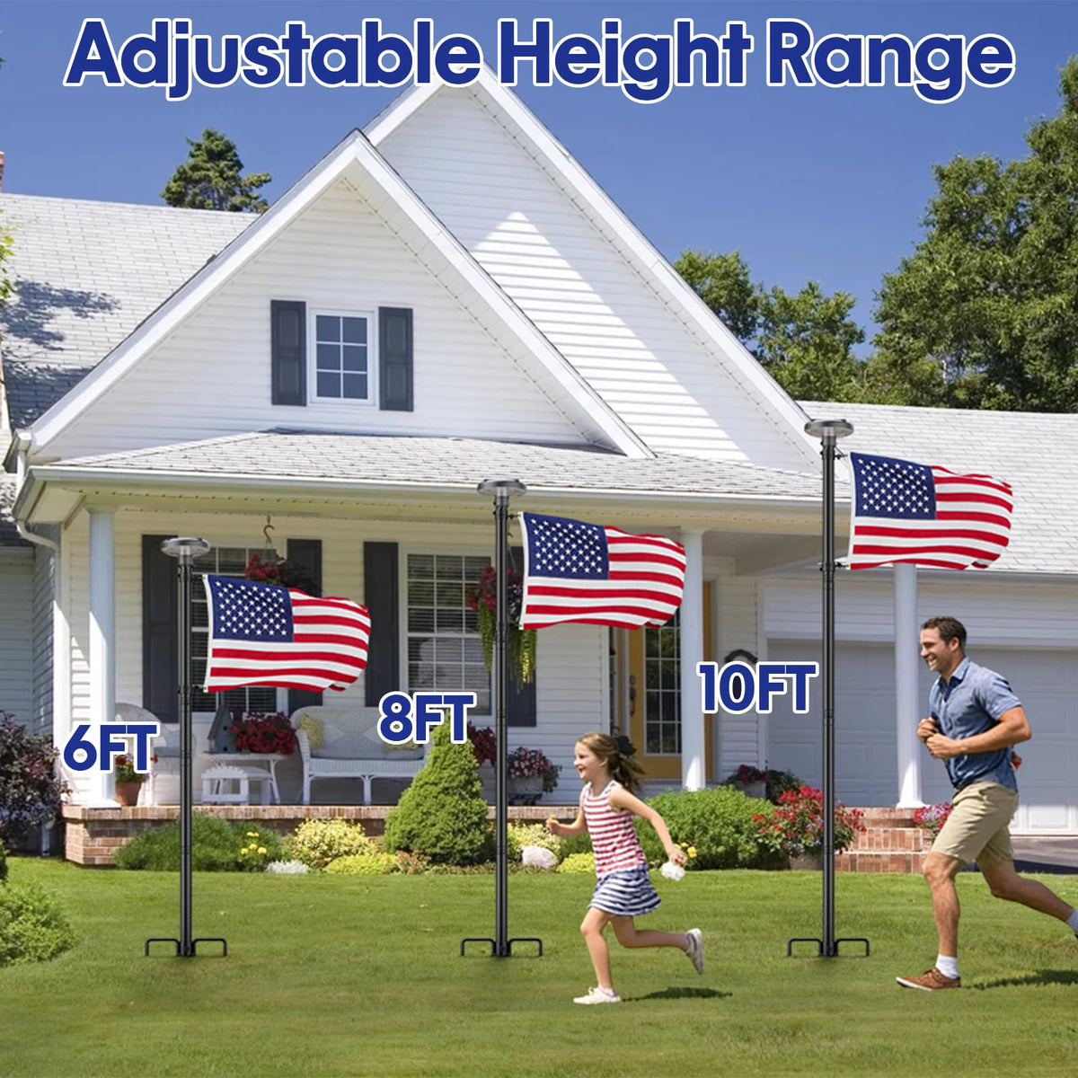 IOEN outdoor flag pole supports versatile use in yards, gardens, and camping.