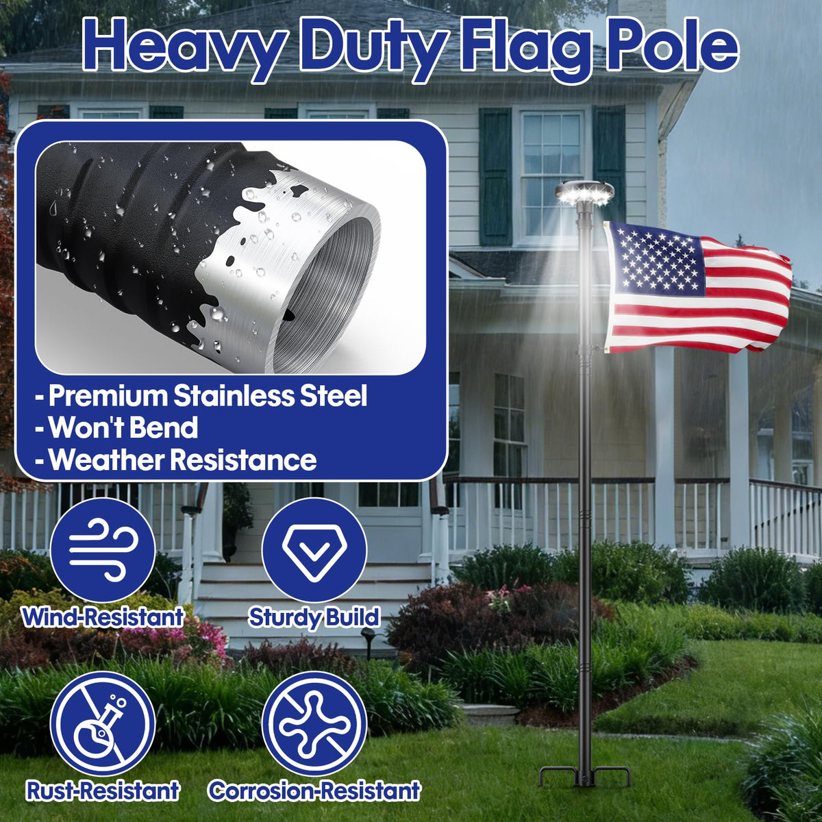 IOEN stainless steel with anti-rust coating resists weathering for years.