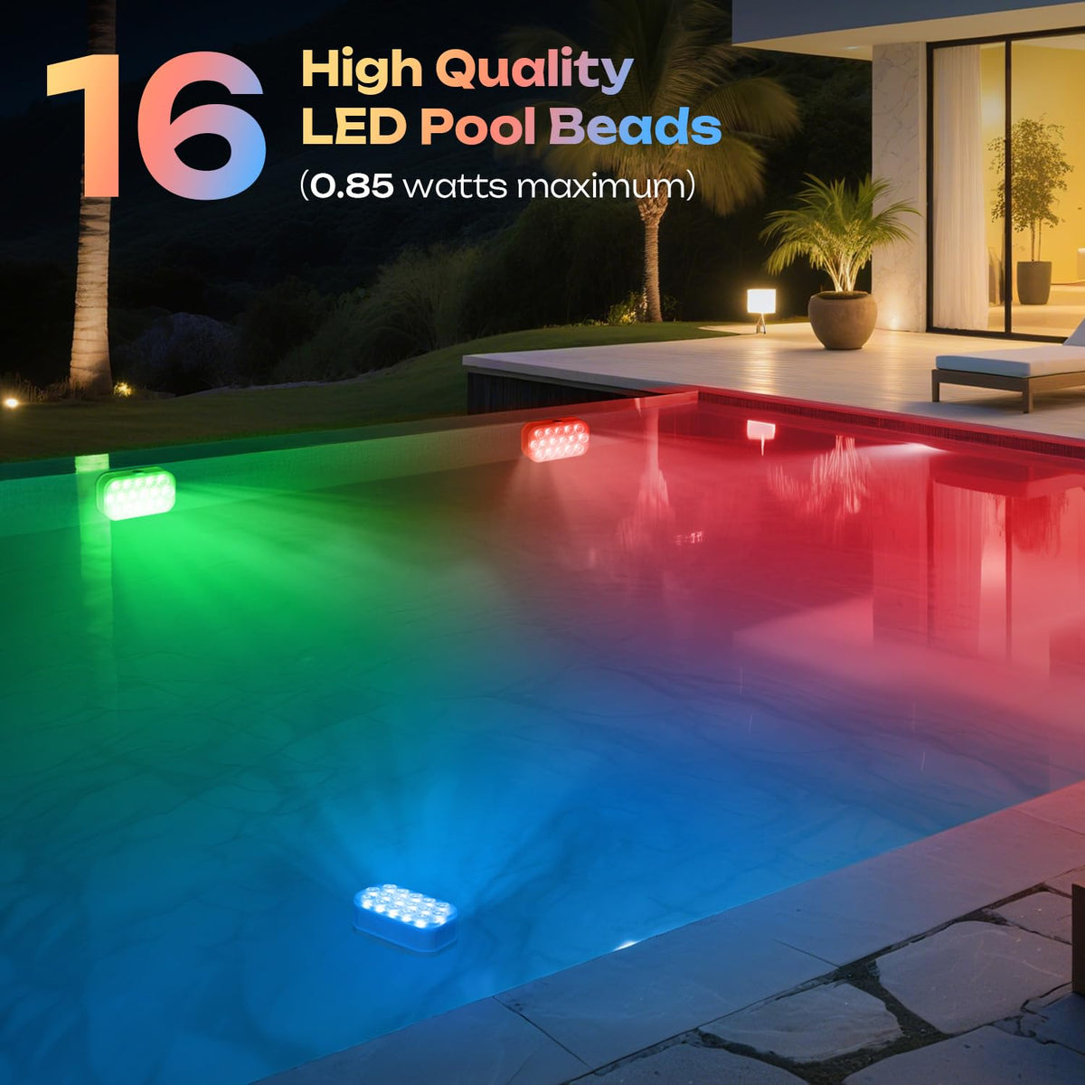 IOHFOI pool light offers 20 colors for customizable pool ambience