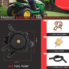 Ionela John Deere riding mower fuel pump fit promotes consistent fueling.