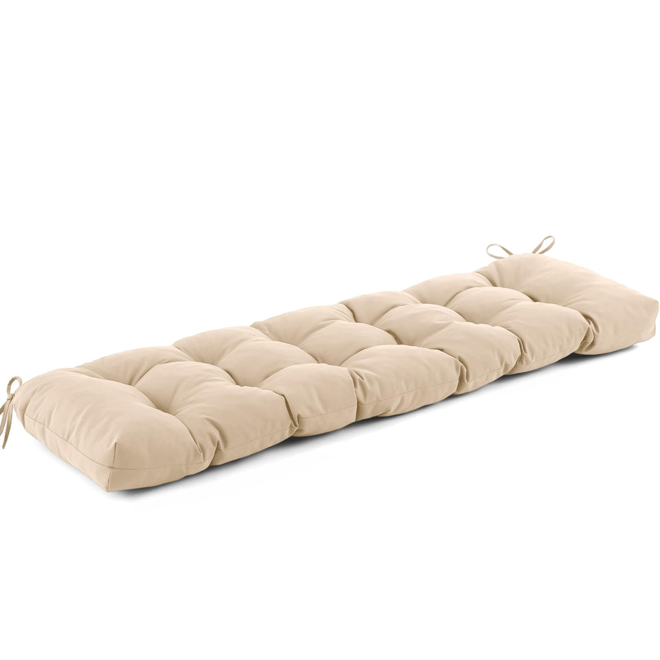 IASEAHK outdoor bench cushion front view in beige offers weather-ready comfort