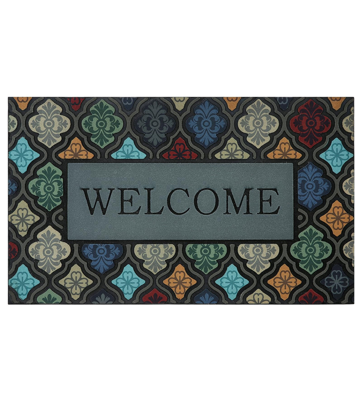 iouwy colorful flower design door mat welcomes guests while trapping dirt at the entrance.