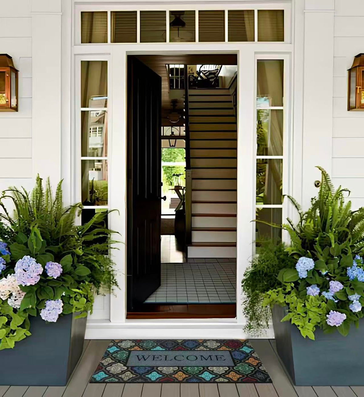 iouwy textured grooves block debris, keeping floors cleaner after busy outdoor traffic.