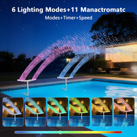 IPOOLTENG pool fountain with lights waterfall-arc delivers dramatic spray height for cooling and fun