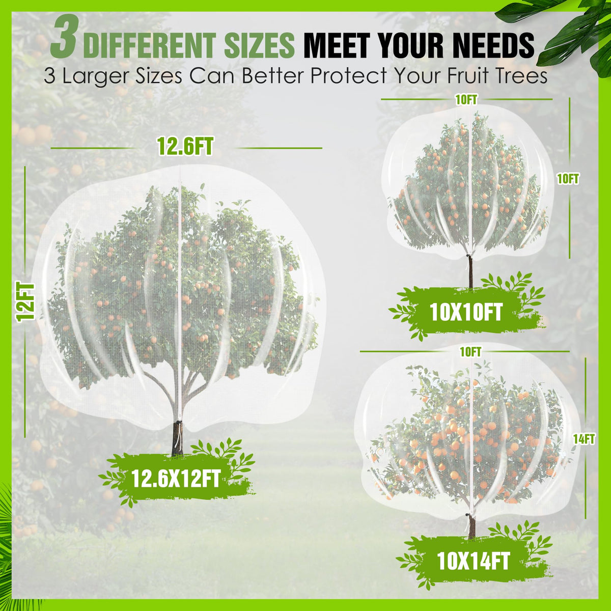 IPOW fruit tree netting featuring zipper and drawstring for easy access and harvest